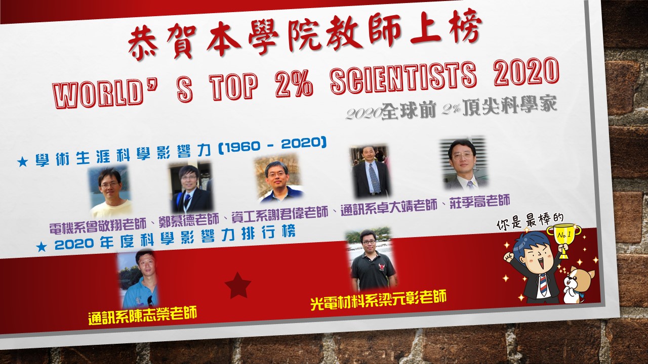 【112.10】恭禧本學院教師入選2022全球前2%頂尖科學家榜單（World’s Top 2% Scientists）